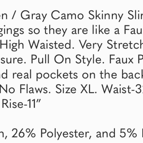 Spanx jean-ish camouflage pant XL - Picture 7 of 11